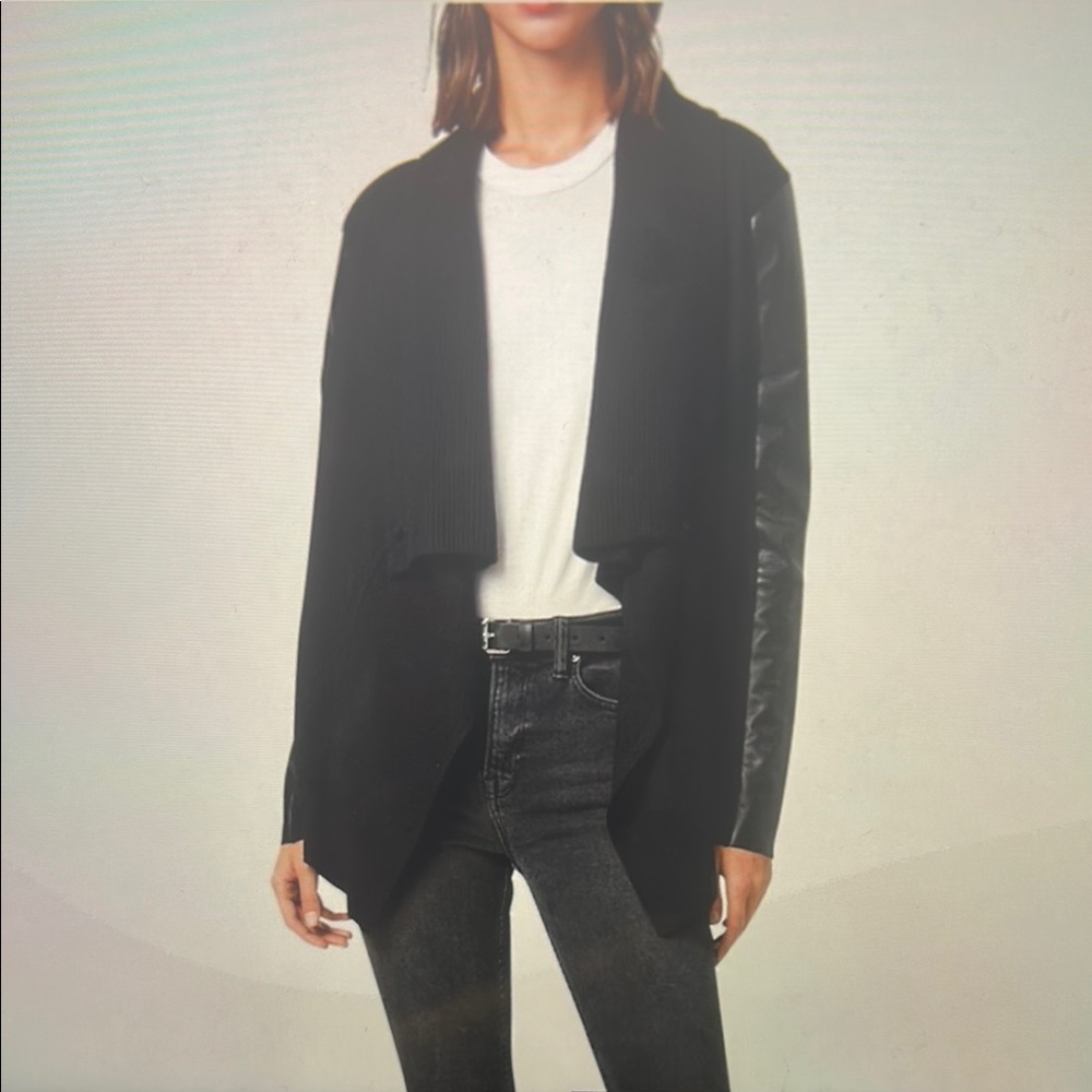 All Saints Lucia Wrap Gray Cardigan Sweater Relaxed Fit